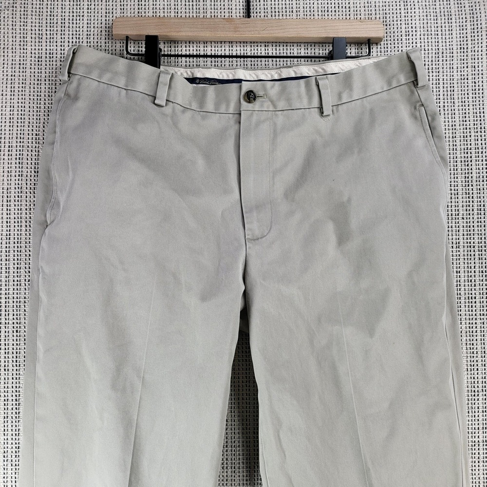 Brooks Brothers Advantage Chino Clark Pants Mens 36x32 Beige Cotton Straight Leg